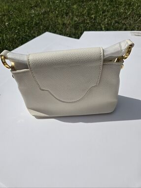 White Leather Crossbody Bag with Gold Hardware